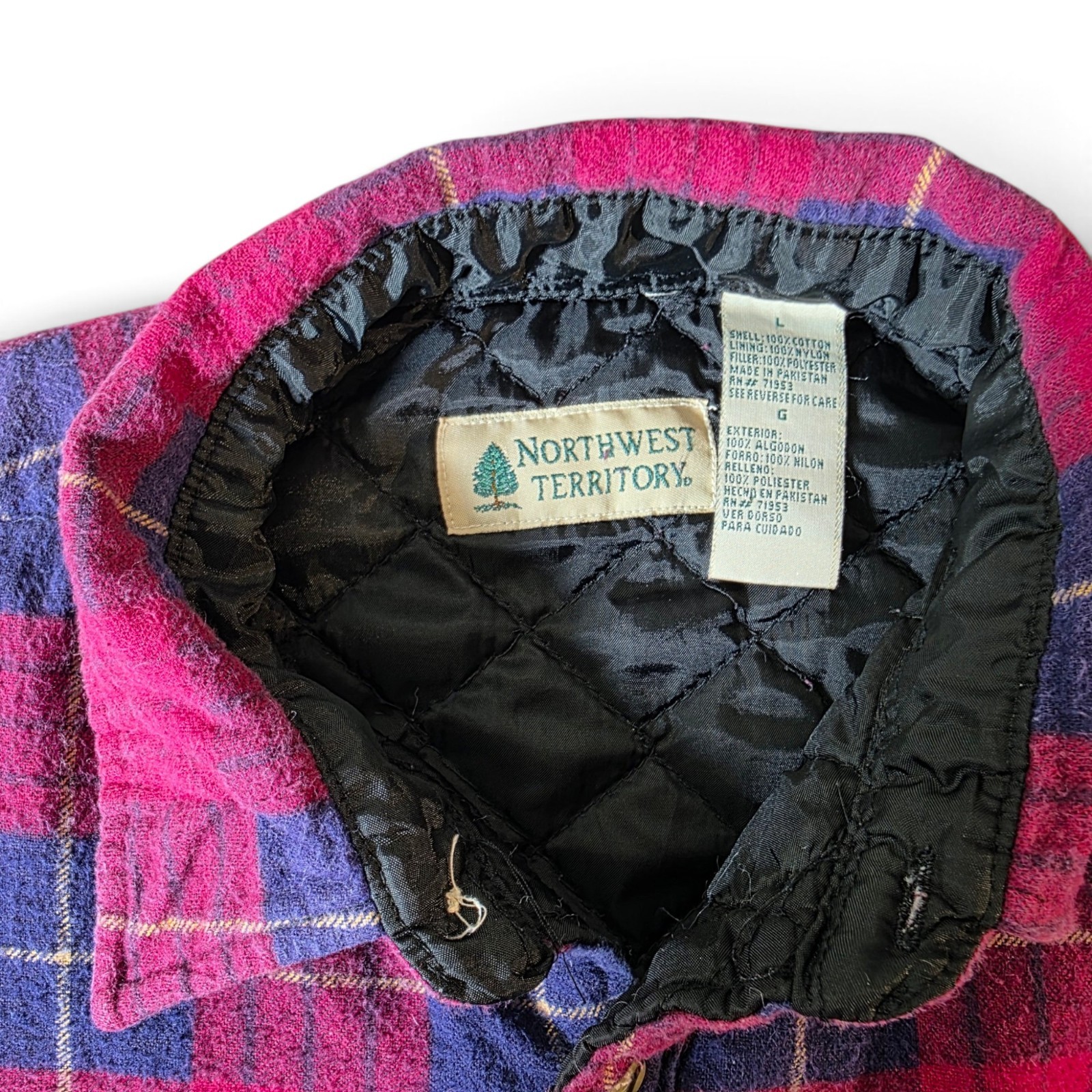 Vintage Northwest Territory Men’s Large Quilted Flannel Shirt Jacket Plaid