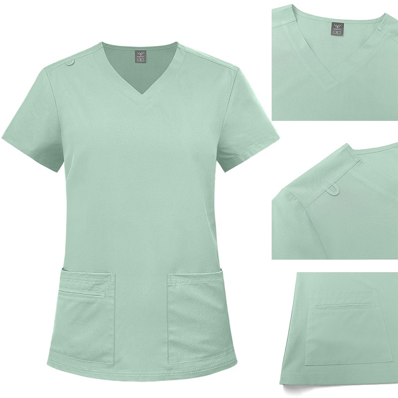 2025 Nursing Medical Scrub Set Flare Pants Drawstring Multi-pocket Comfortable