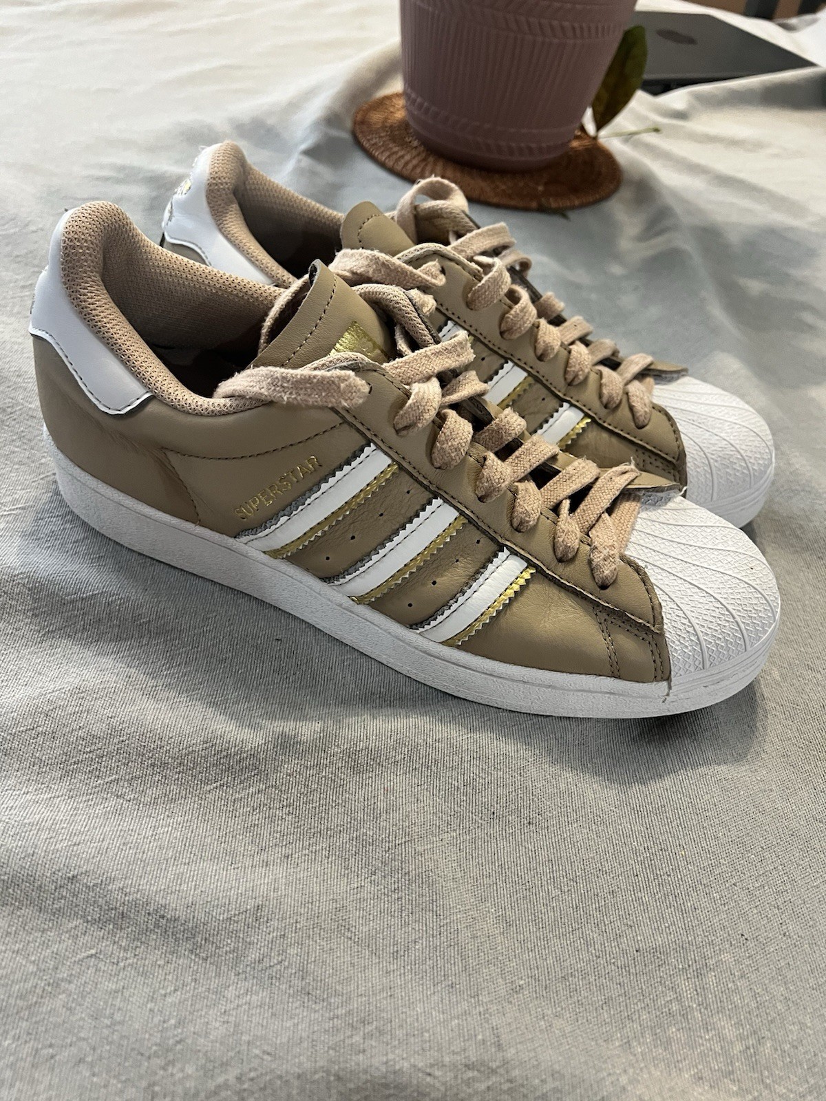 Adidas Superstar Pale Nude Leather Sneaker Cloud Gold Metallic GZ3454 2021