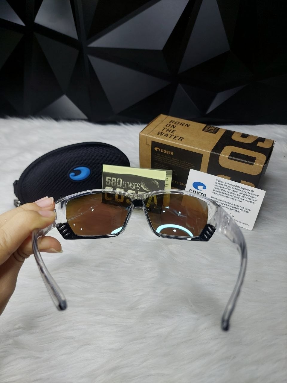 Costa Del Mar Polarized Sunglasses Clear Frame Blue Mirror 580P UV400 Fishing