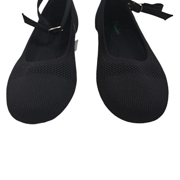 Burudani Black Knit Mary Jane Round Flats Women’s Size 7.5 Comfort Slip-On Shoes
