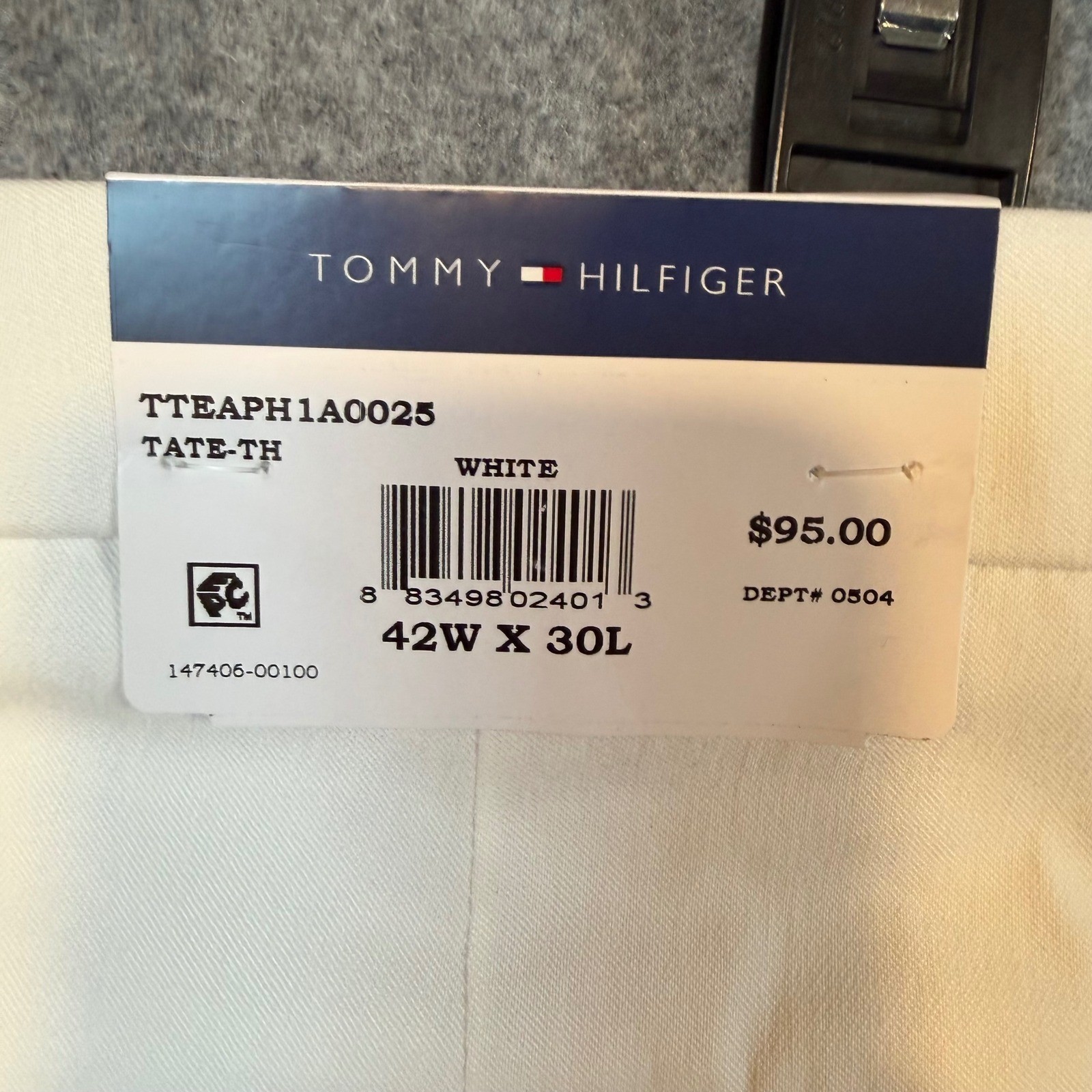 Tommy Hilfiger Mens THFlex Tate-TH White Stretch Trousers 42W x 30L TTEAPH1A0025