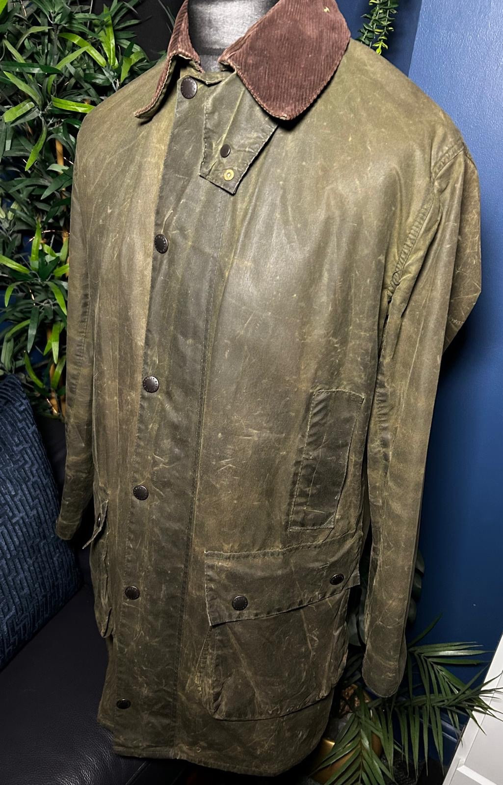 Vintage 1988 Barbour Border A200 C36 Wax Jacket Coat Green Mens Small Medium 96