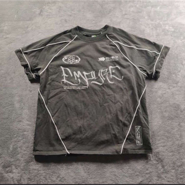 Empyre Men’s Gray Graphic Logo T-Shirt Jersey XL Regular Crew Neck Short Sleeve