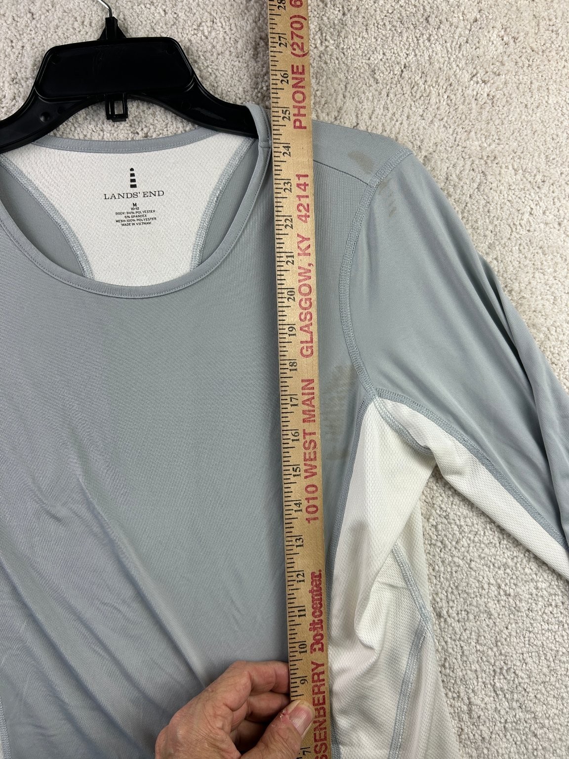 Lands’ End Women’s Top Medium Gray White Polyester Spandex