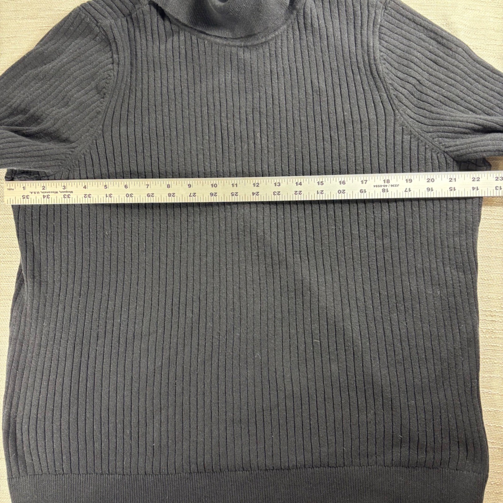 Talbots Plus 2X Turtleneck Sweater Black Button Ribbed Cuff Knit Top Classic