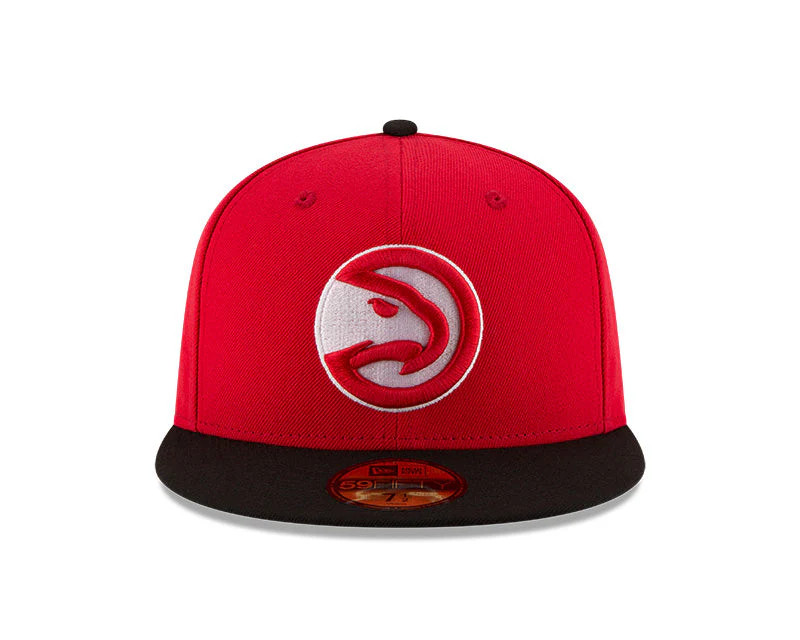 ATLANTA HAWKS 59FIFTY NEW ERA 2TONE RED AND BLACK FITTED HAT