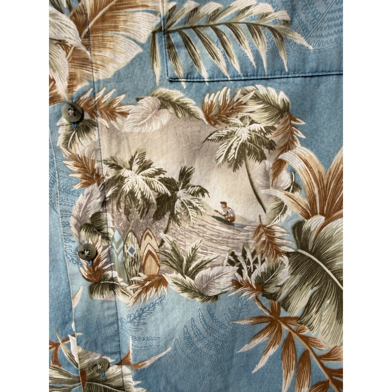 Vintage 80s St John’s Bay Tropical Shirt Hawaiian Island Palm Tree Surfer Mens M