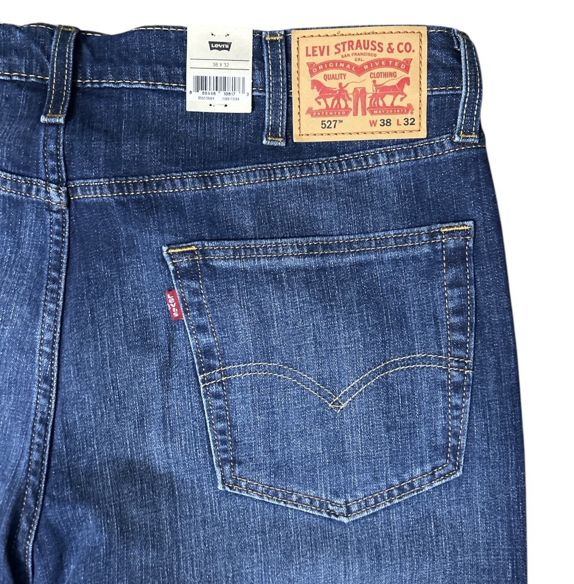 NWT Levi’s 527 Slim Bootcut Stretch Mens Jeans 38×32 Medium Wash Blue Denim
