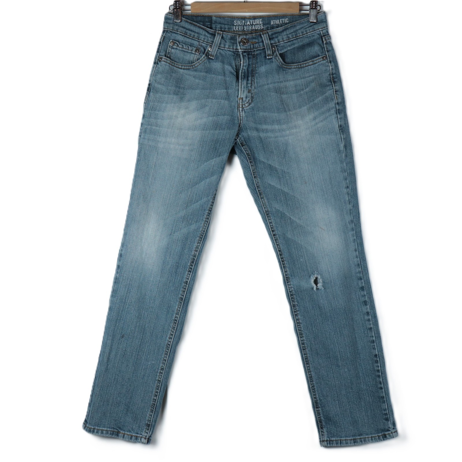 Levis Signature Athletic Fit Jeans Men’s W29 x L32 Blue Denim – Distressed Knee
