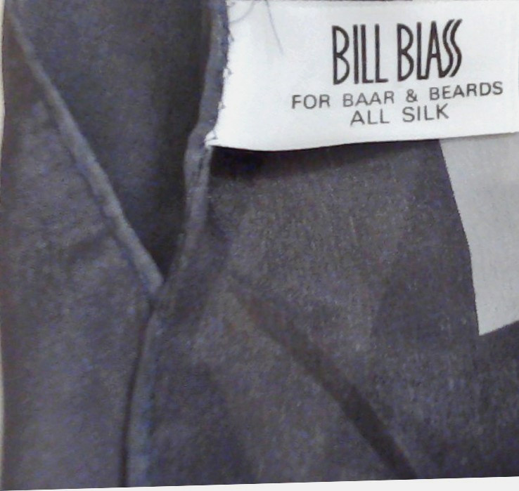 Bill Blass All Silk Scarf 27″ x 28″ Black Gray White Dots Stripes Roll Hem Wt NF