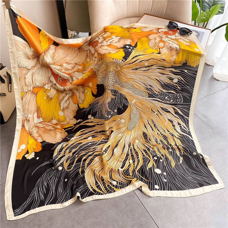 Elegant Silk Scarf (43x43in) Lightweight Versatile Large Size Scarves Wraps