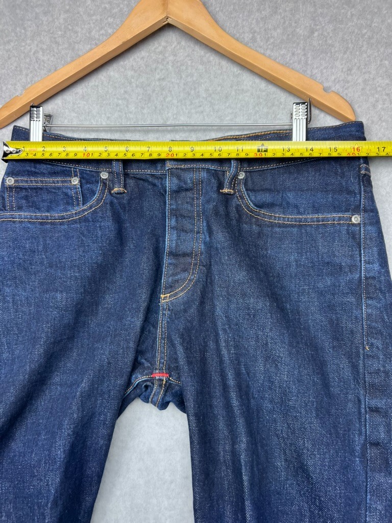 Gustin Raw Selvedge Denim Jeans 34 Straight California Button Fly USA Indigo EUC