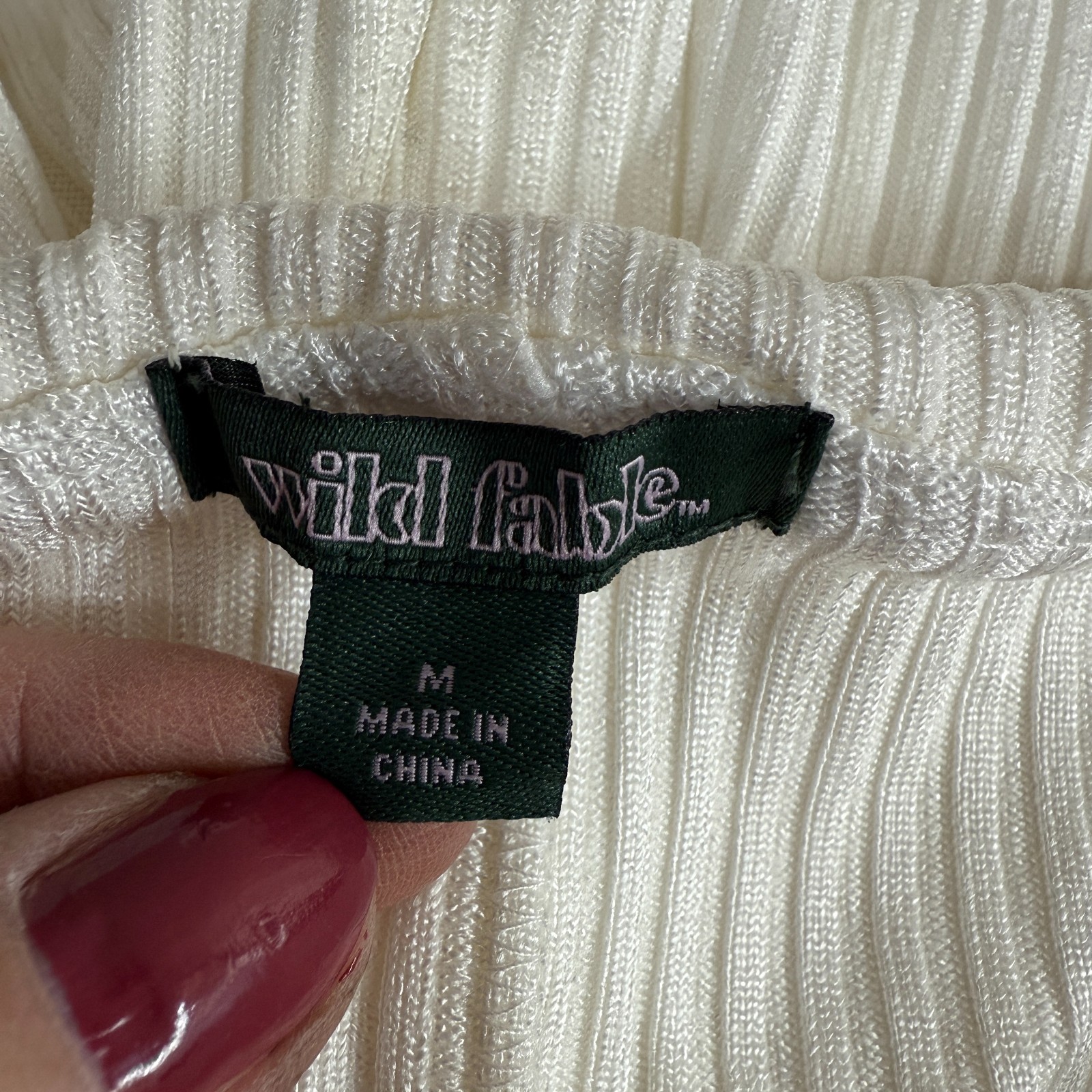 Wild Fable Flared Leggings Womens Medium Off White Ribbed Foldover Waistband NWT