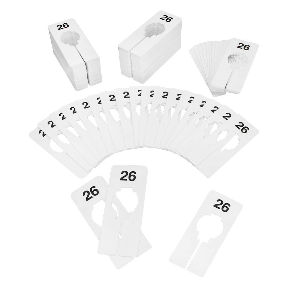Hangers Retail Clothing 2″ x 5″ Rectangular Plastic Size 26 Dividers 10Pcs White
