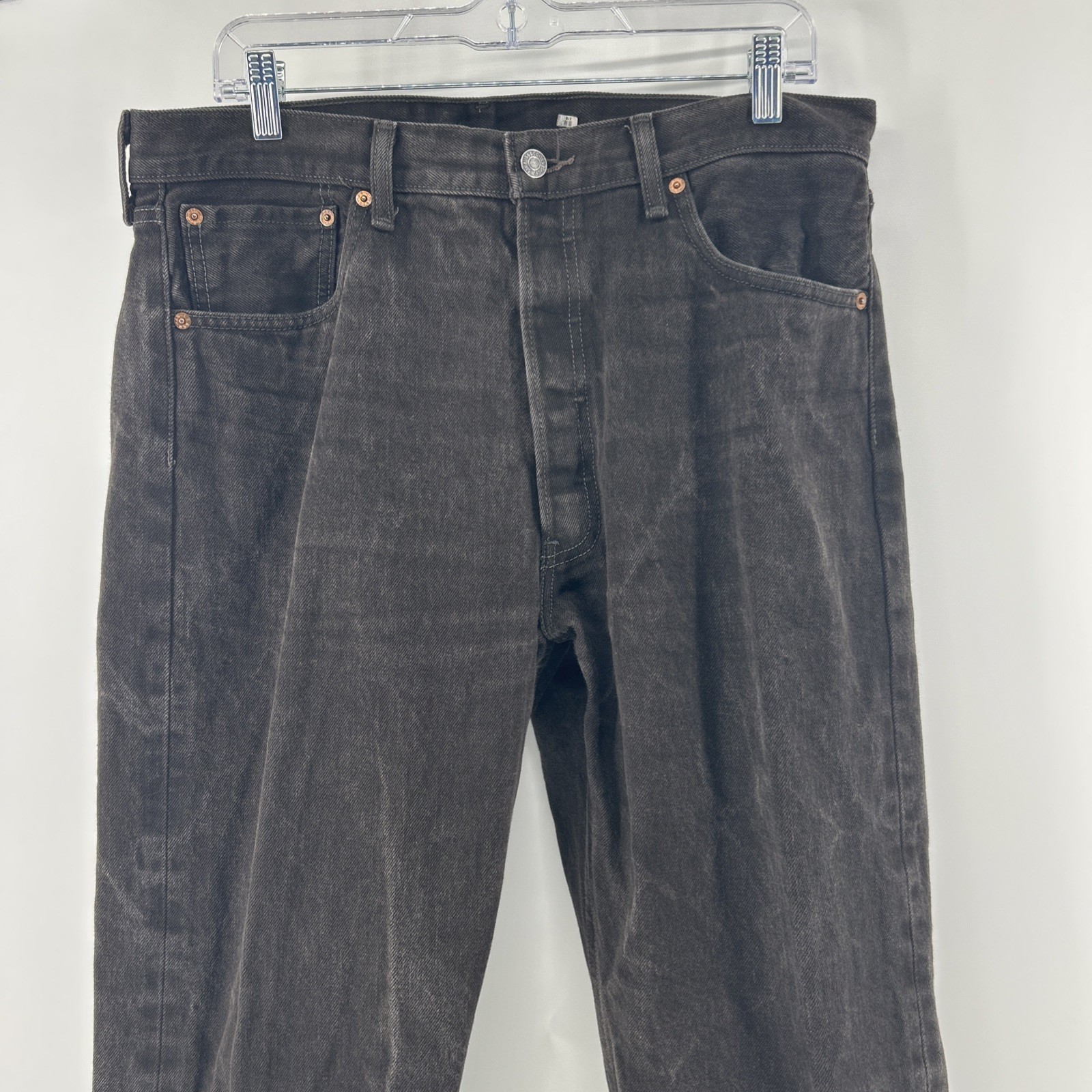 Vintage Levi’s 501XX Button Fly Jeans Mens 36 Black Wash Distressed Y2K