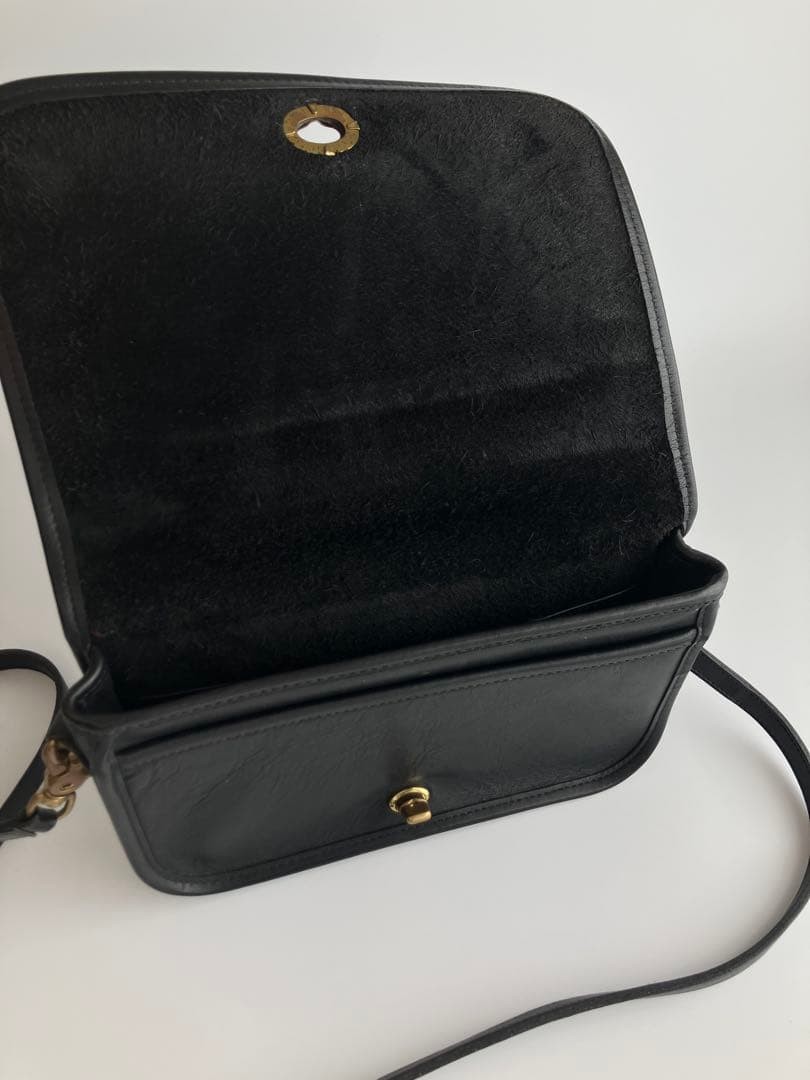 Coach Old Leather Shoulder Bag Black 9.3 x 5.9 x 1.4 inches Used