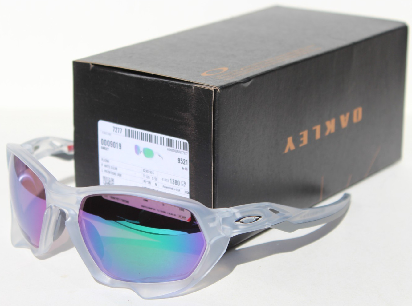 OAKLEY Plazma Sunglasses Matte Clear/Prizm Road Jade OO9019-16 NEW