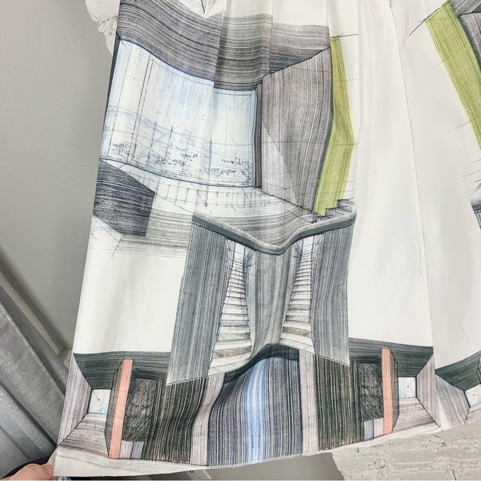 Clover Canyon Interior Perspective Abstract Sketch Vogue Runway Skirt M