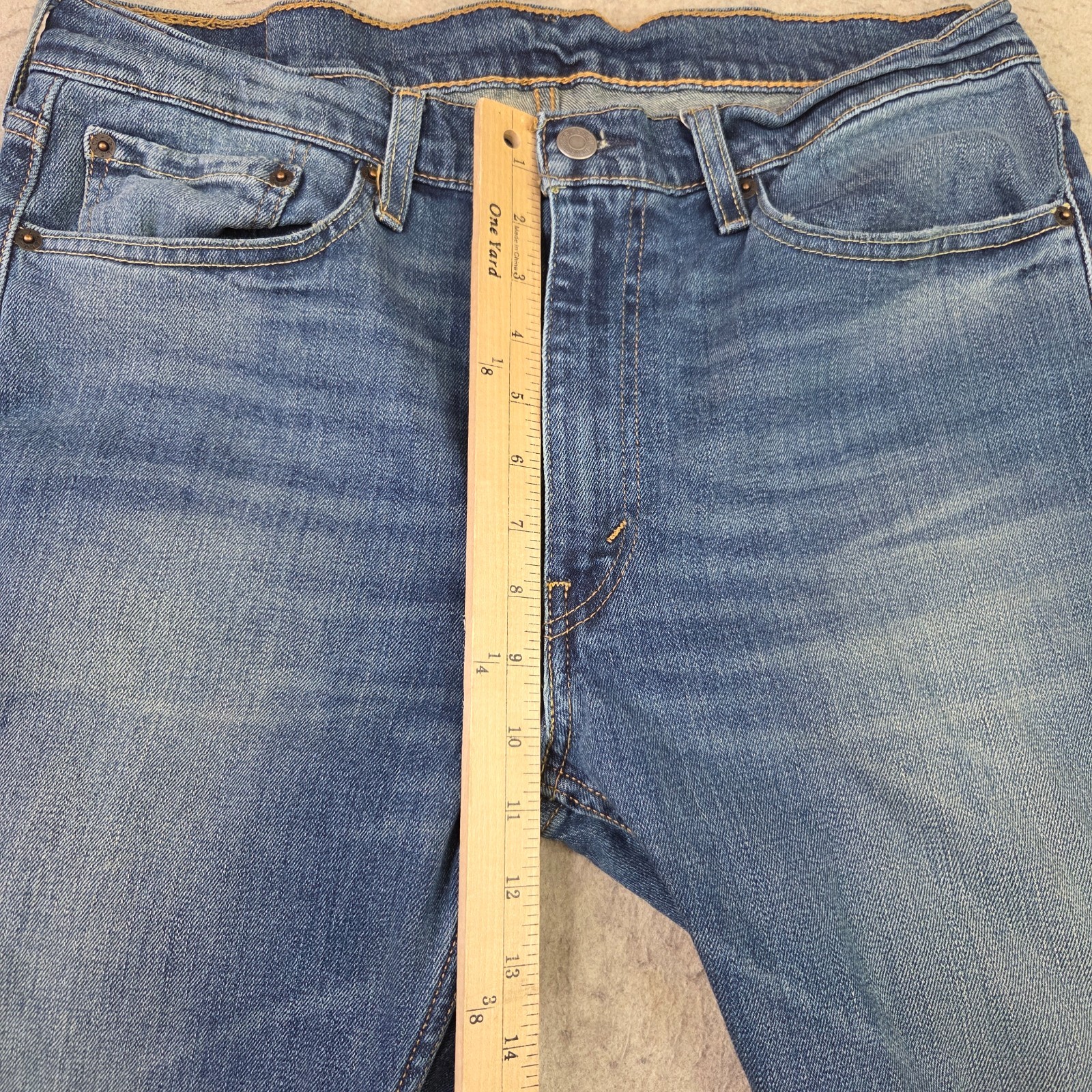 Levi’s 513 Slim Straight Jeans Mens 34×29 Medium Wash Stretch Casual Whi8skered
