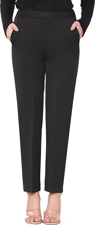 Ladies Trousers Womens Half Elasticated Stretch Waist Work Office Pocket Pants