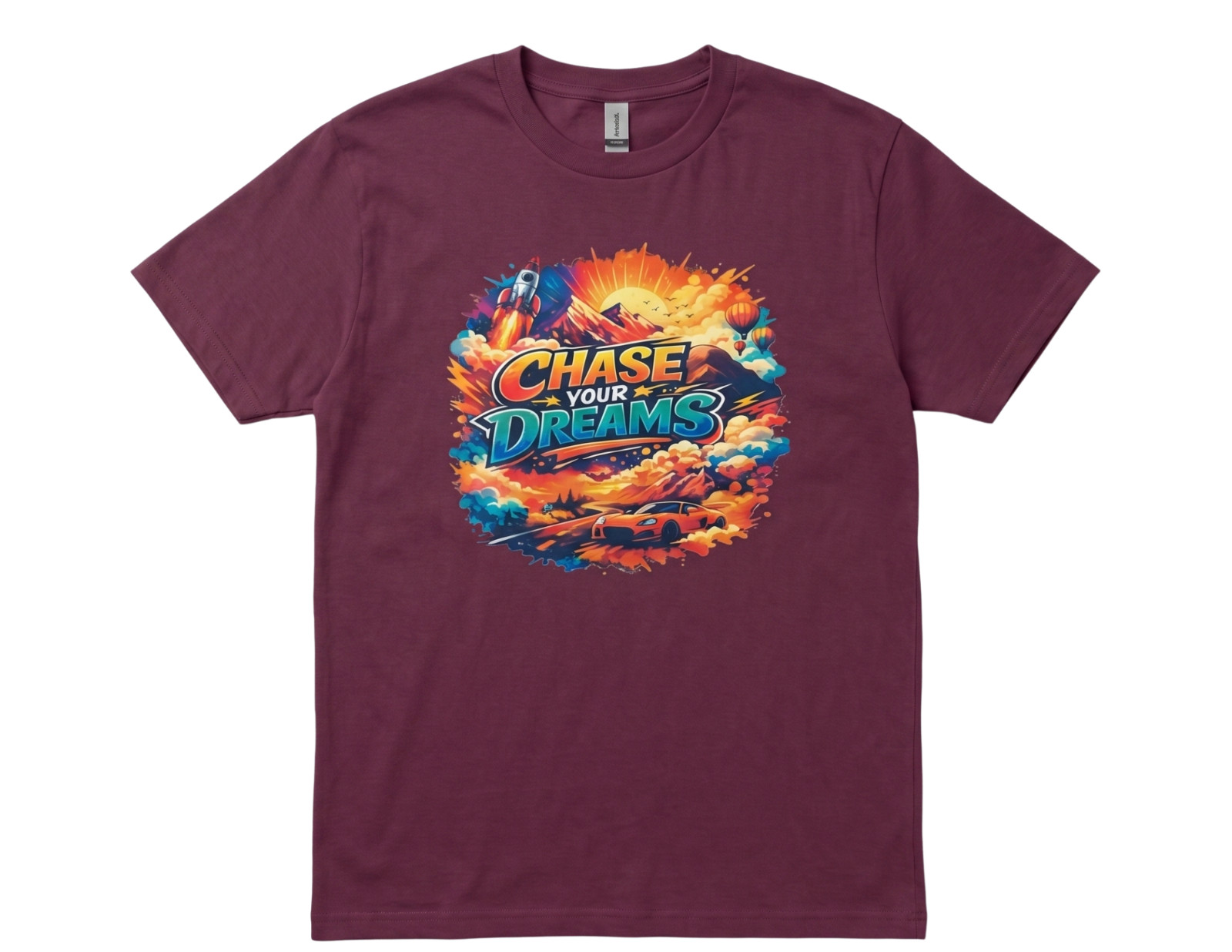 T-shirt – Chase your dreams – Maroon – Medium – Cotton