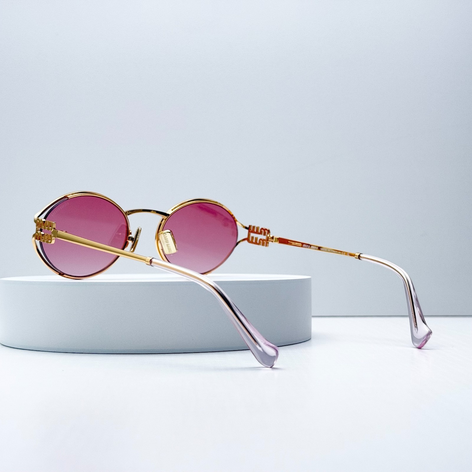 Miu Miu SMU 52YS Gold Pink Shaded Round Sunglasses Women 55-20-130