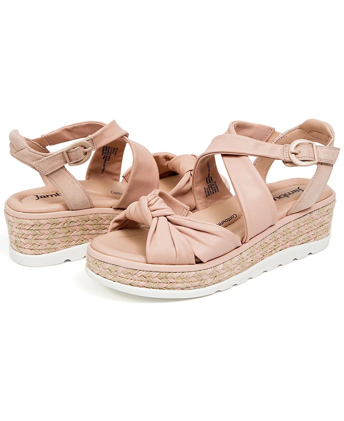 Jambu Women’s Diana Wedge Leather Almond Toe Sandal Rose