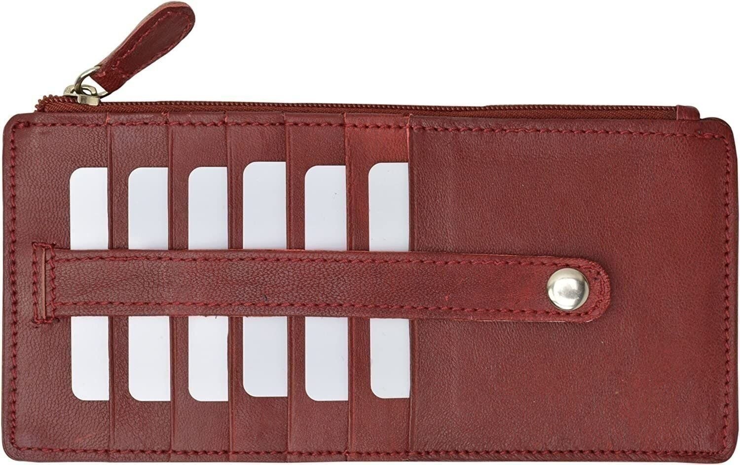 Cavelio Leather Thin Vertical Stacker Card Case Wallet with ID Window