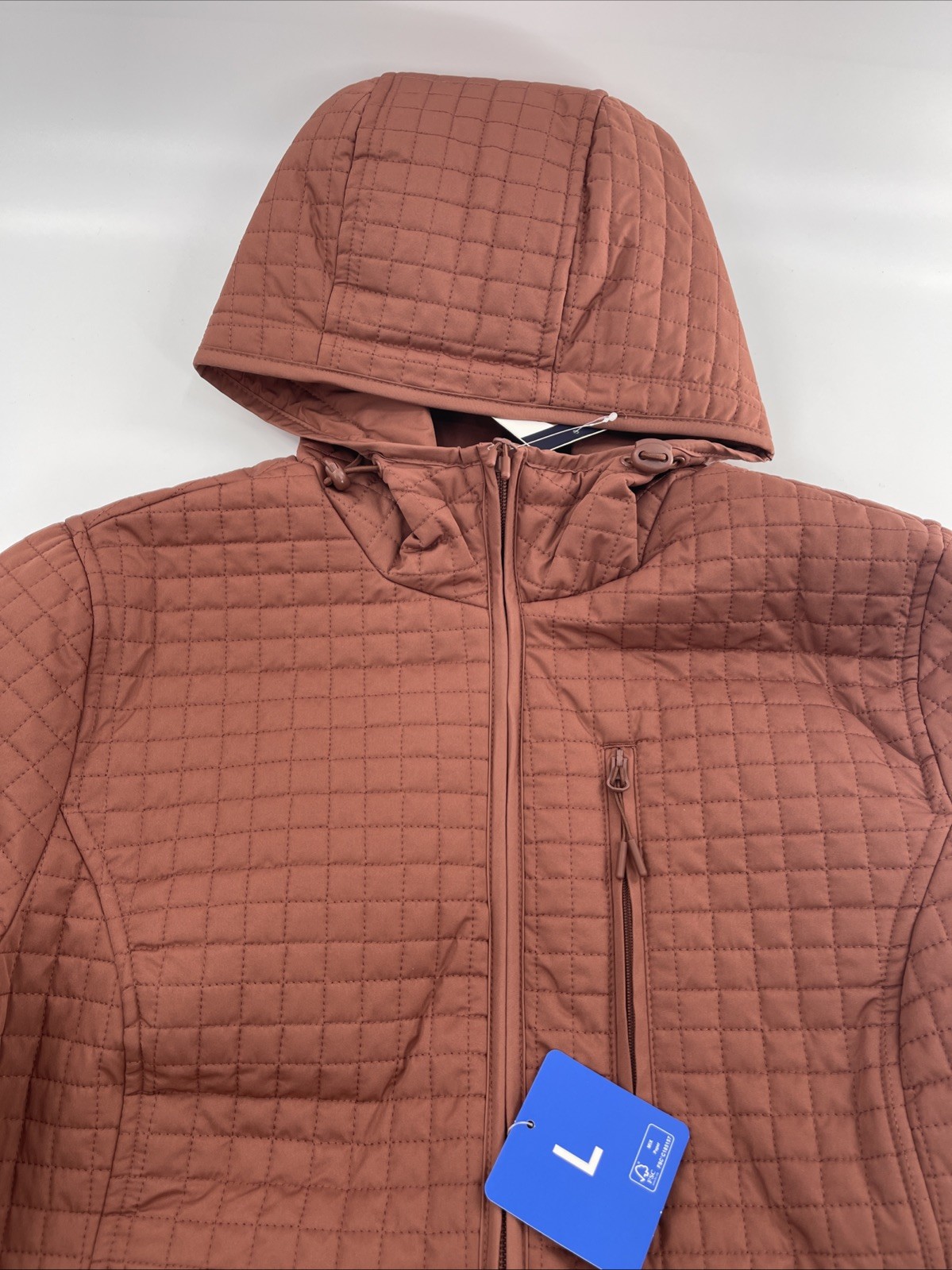 Lands’ End Women’s Inside Pocket Adjustable Hood Quilted Jacket, Red, Size L