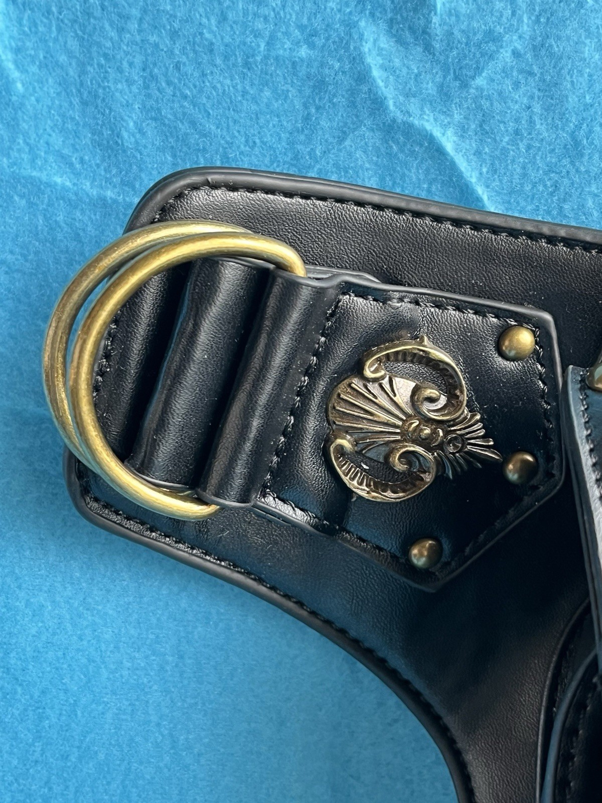 Steampunk Black Studded Lace-Up Crossbody Bag Zip & Magnetic Detachable Strap