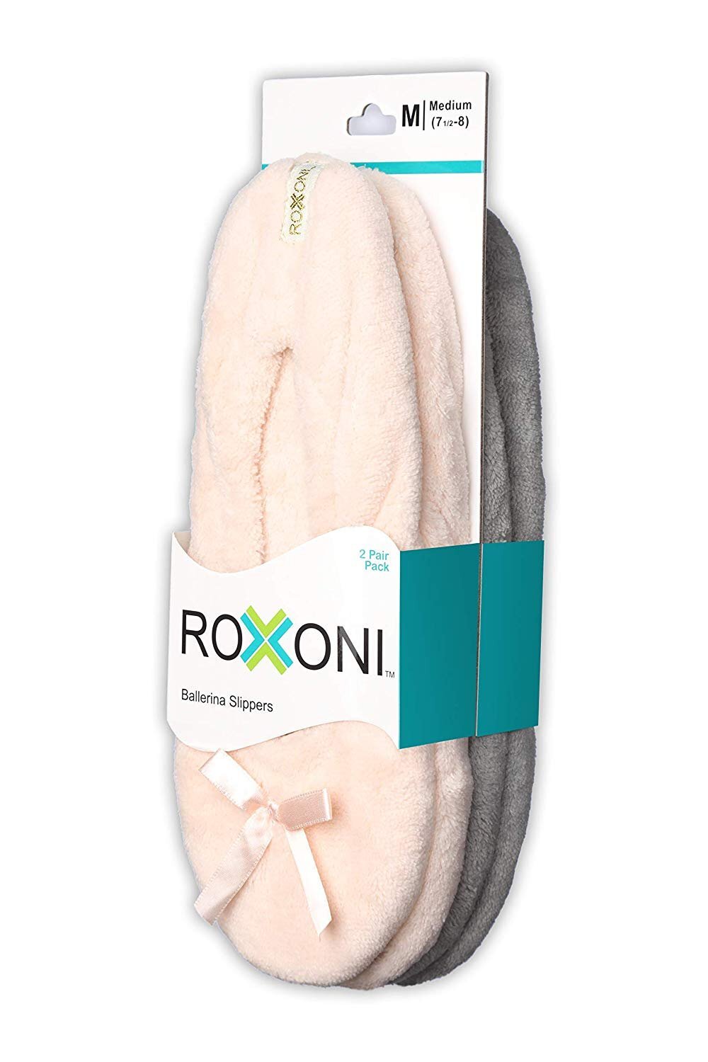 Roxoni Women’s Terry Classic Cotton Ballerina Slippers (Pack of 2)