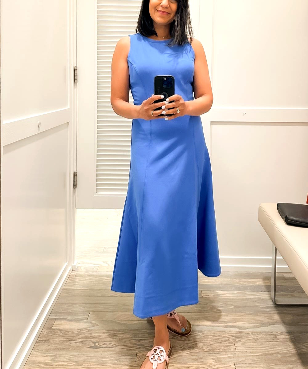 LOFT Ann Taylor Women`s Ponte Seamed Midi Tank Dress in Cobalt Blue size 14