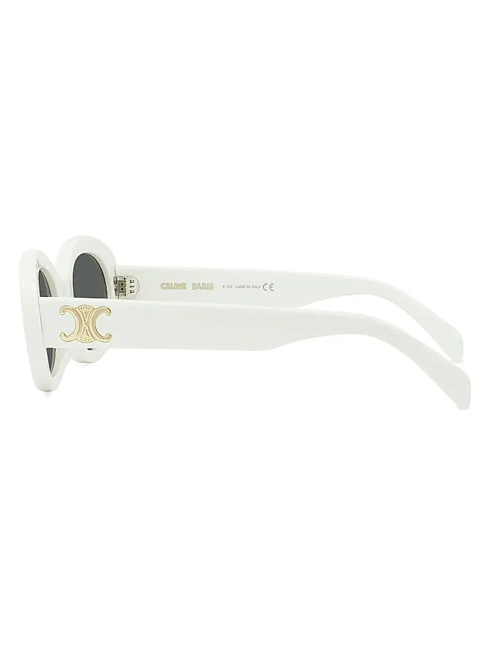 Celine CL40194U 25A White Frame / Grey Lens Oval Oversized Sunglasses