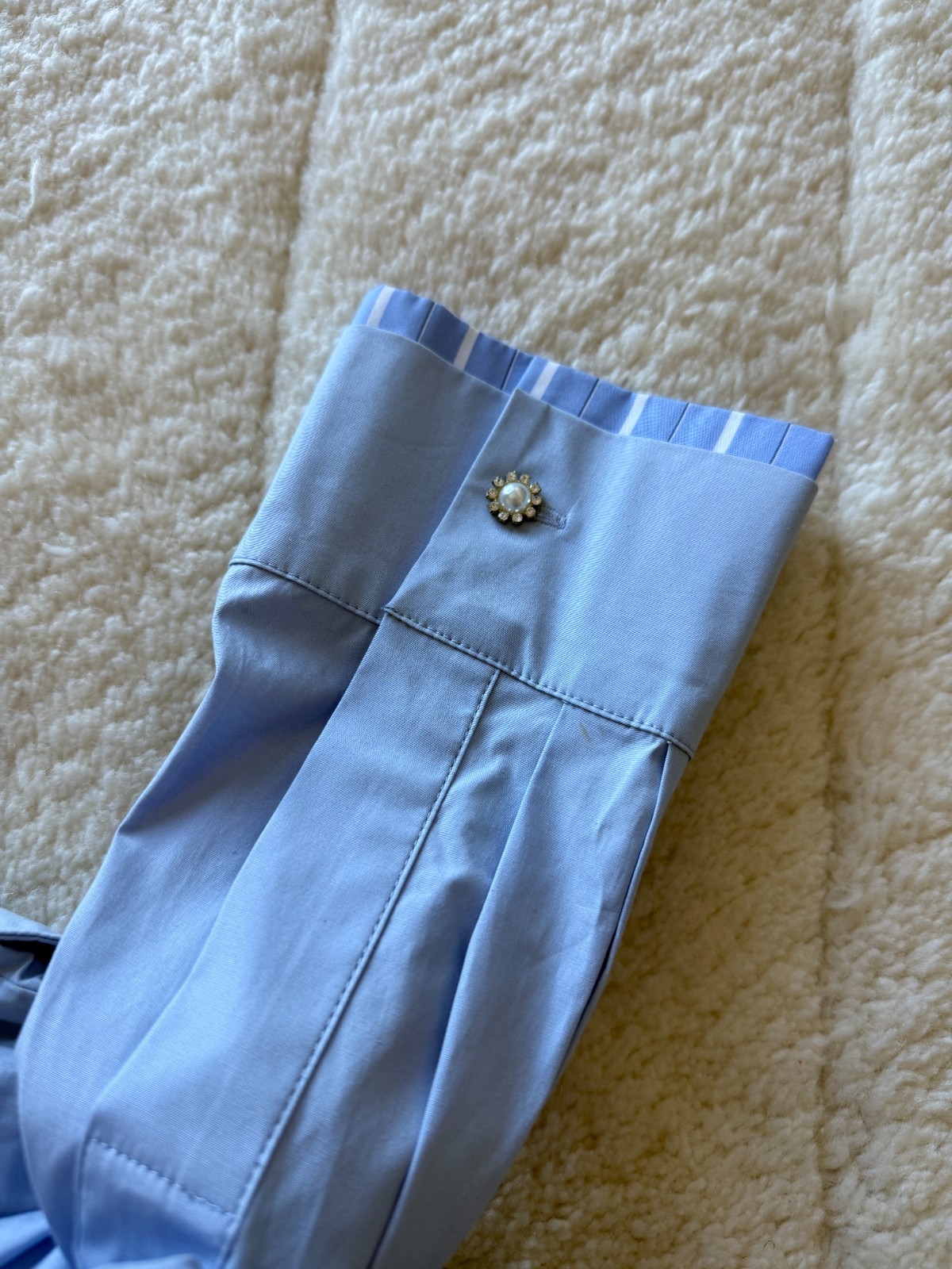 NWT Maje Light Blue Cropped Button Down Shirt with Removable Tie Size S Small