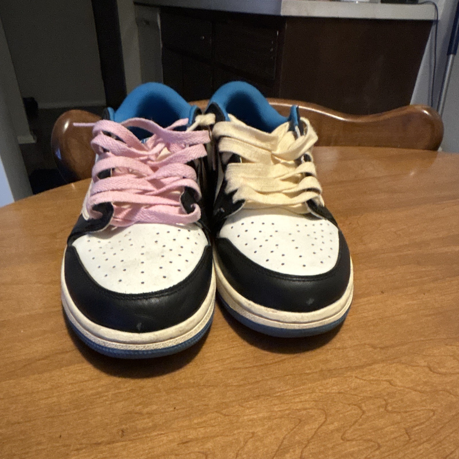 Jordan Air Jordan 1 Low Low Top Colorblock Sneakers w/ Pink & Beige Laces