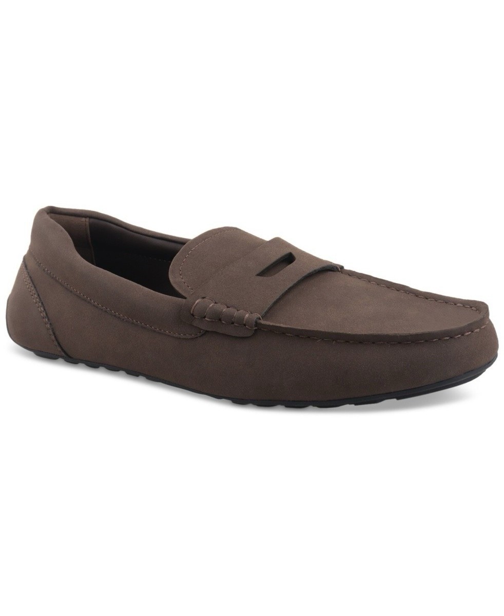 ALFANI MEN’S MARCO SLIP-ON PENNY DRIVE SHOES LOAFERS MEMORY FOAM FAUX SUEDE NWB