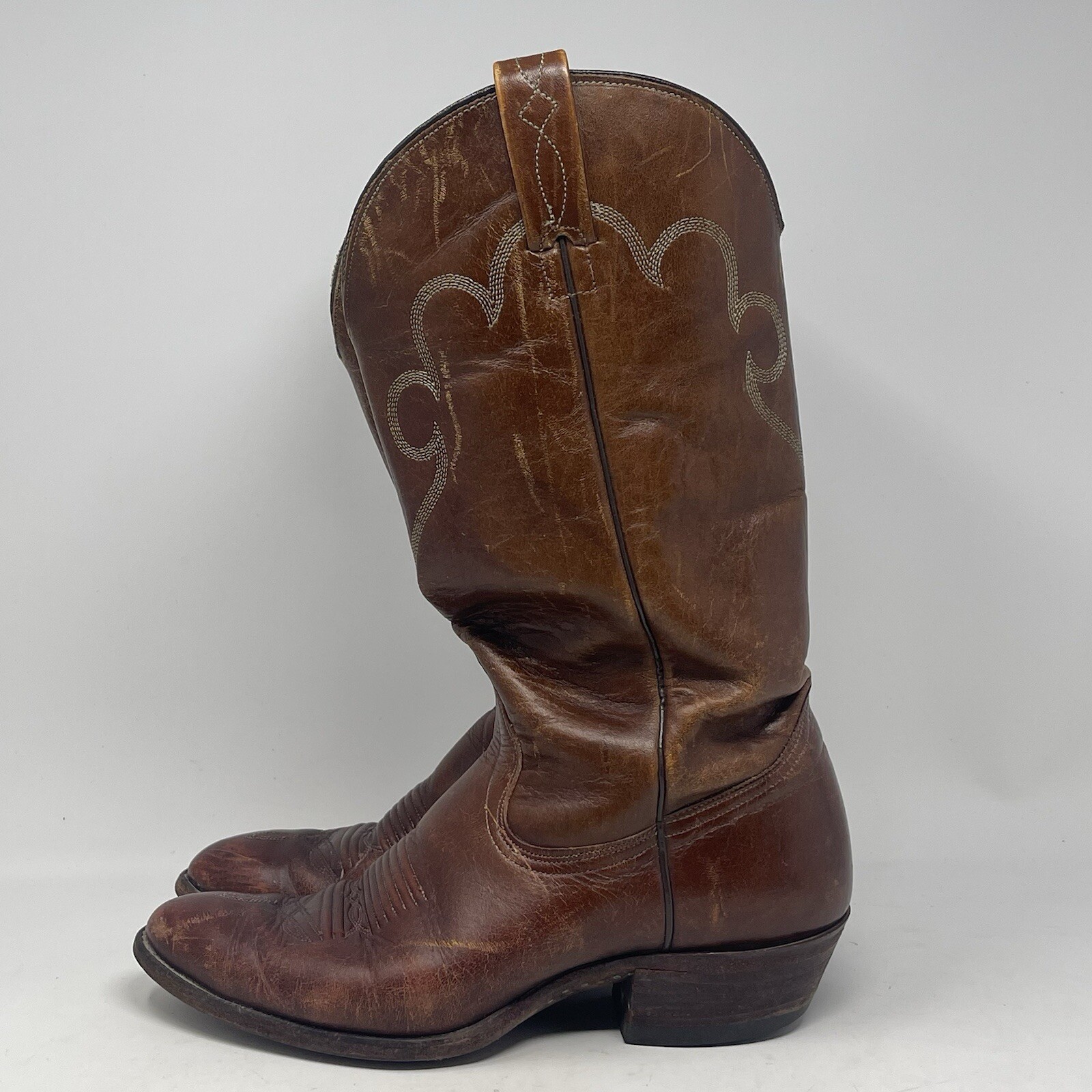 J Chisholm Cowboy Western Boots Style 911 Mens 9 D Brown Leather Handcrafted