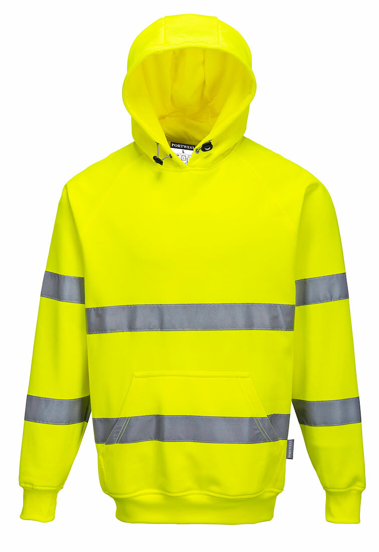 Portwest B304 Hi-Vis Hooded Work Safety Sweatshirt with Reflective Tape ANSI 3