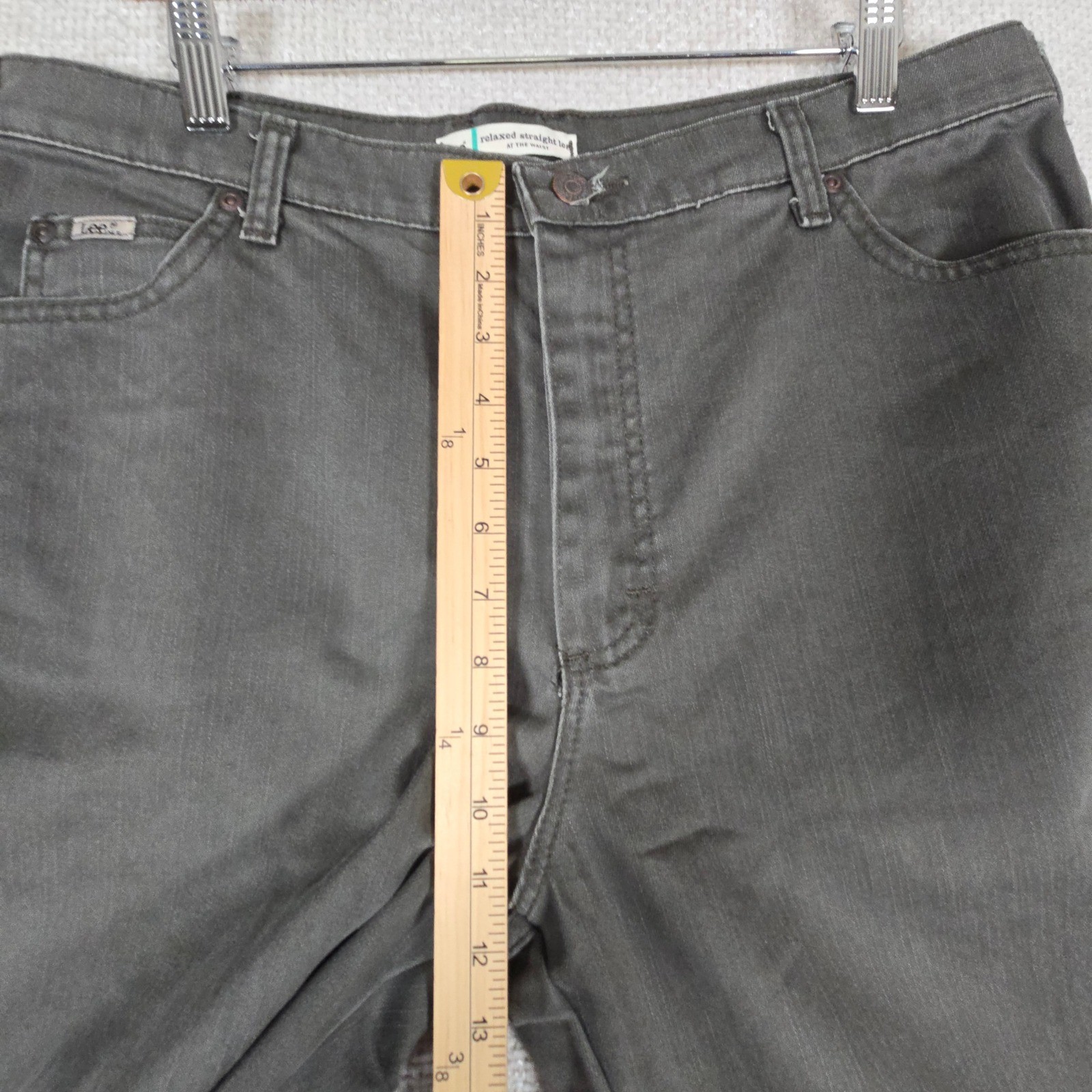 Lee Womens Relaxed Straight Leg Pants Charcoal Gray Stretch Size 16M 3052035