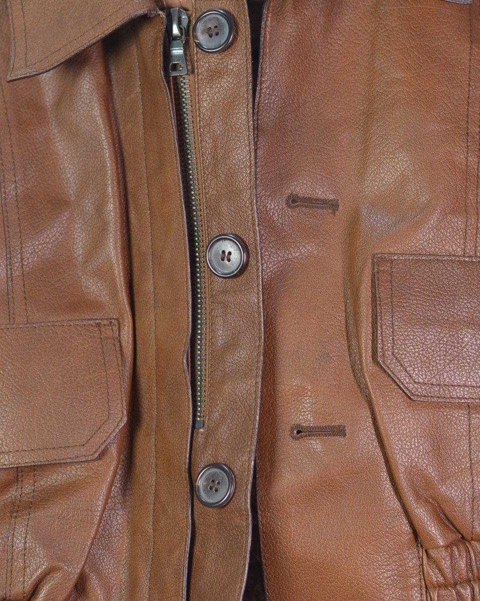 PRADA Vintage Brown Leather Motor Short Jacket Cropped Bomber IT 42 Italy