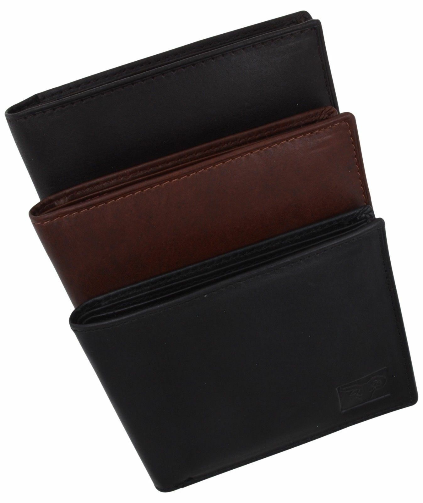 Mens Genuine Leather ID Card Holder Classic Design Slim Bifold Wallet by Cavelio
