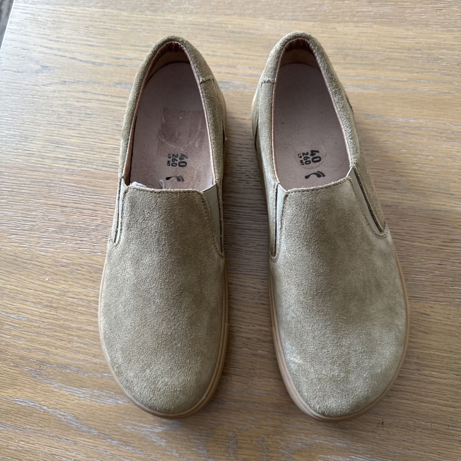 NWOB Birkenstock Callan Taupe Suede Slip On Loafers Sneakers W9 – M7 Comfort