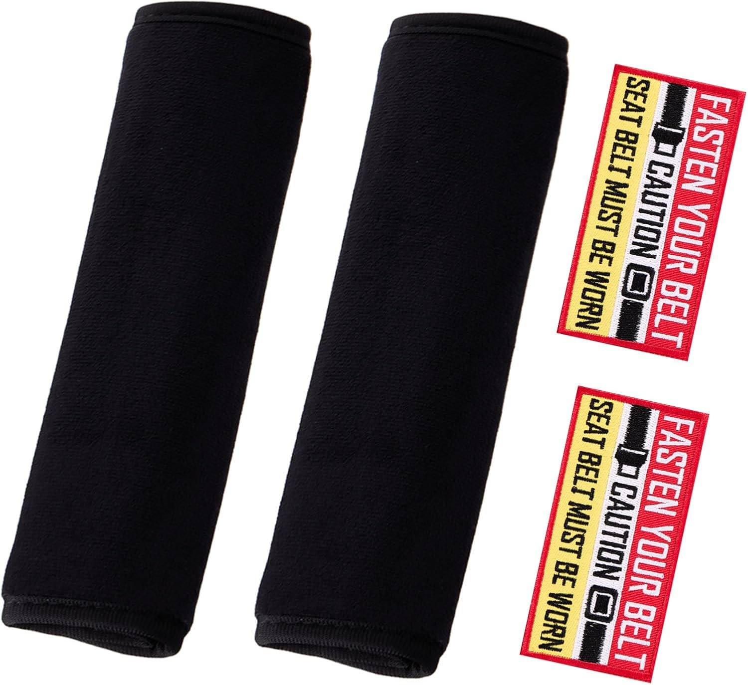 2-Pack Soft Seat Belt Cover Pads with Embroidered Fabric Stickers Size: Fasten