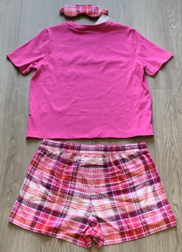 BNWT M&S Women/Ladies Fuchsia Cotton Pyjamas Sets With Eye Mask Size Uk 20