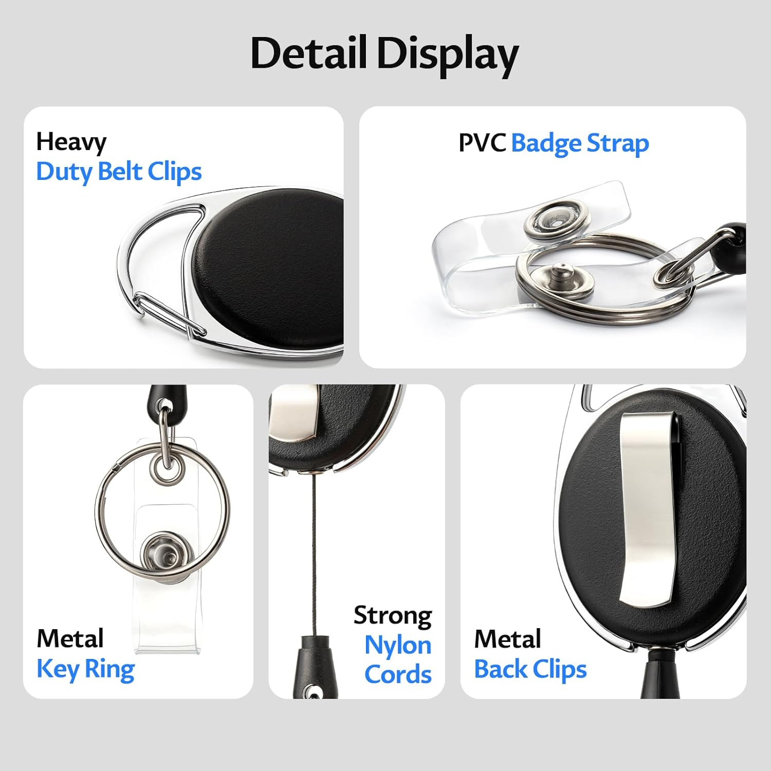 20 Pack Retractable Badge Holder with Carabiner Reel Clip, Badge Reel Bulk ID Ca