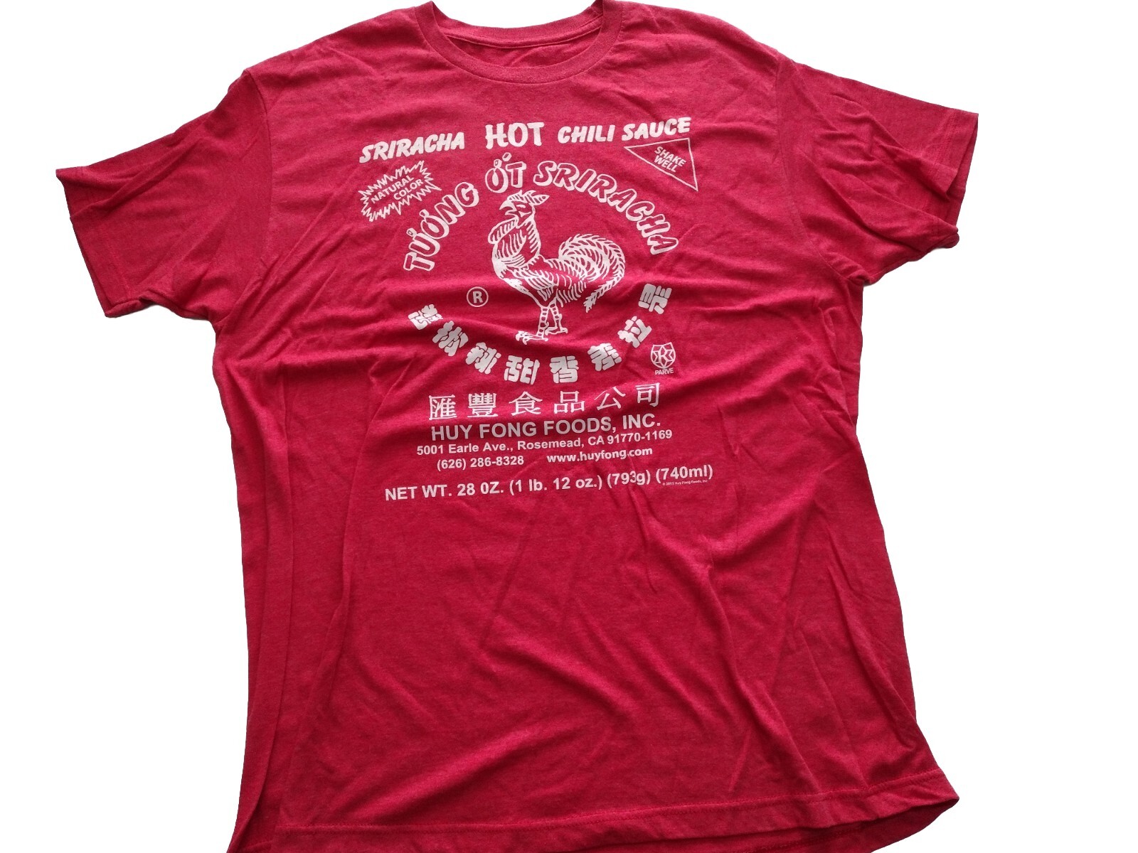 Original SRIRACHA Hot Chili Sauce T-Shirt TUONG OT SRIRACHA | Huy Fong Foods XL