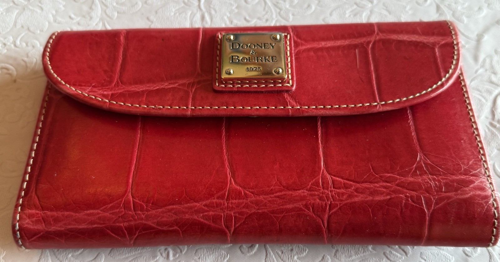 Dooney & Bourle Croc Embossed Checkbook Wallet