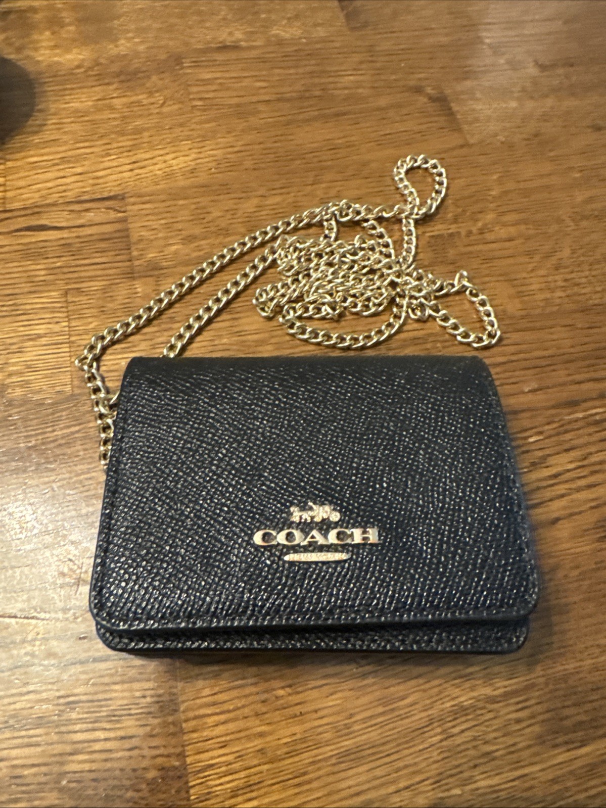 NEW Coach Mini Leather Wallet On A Chain Black C0059