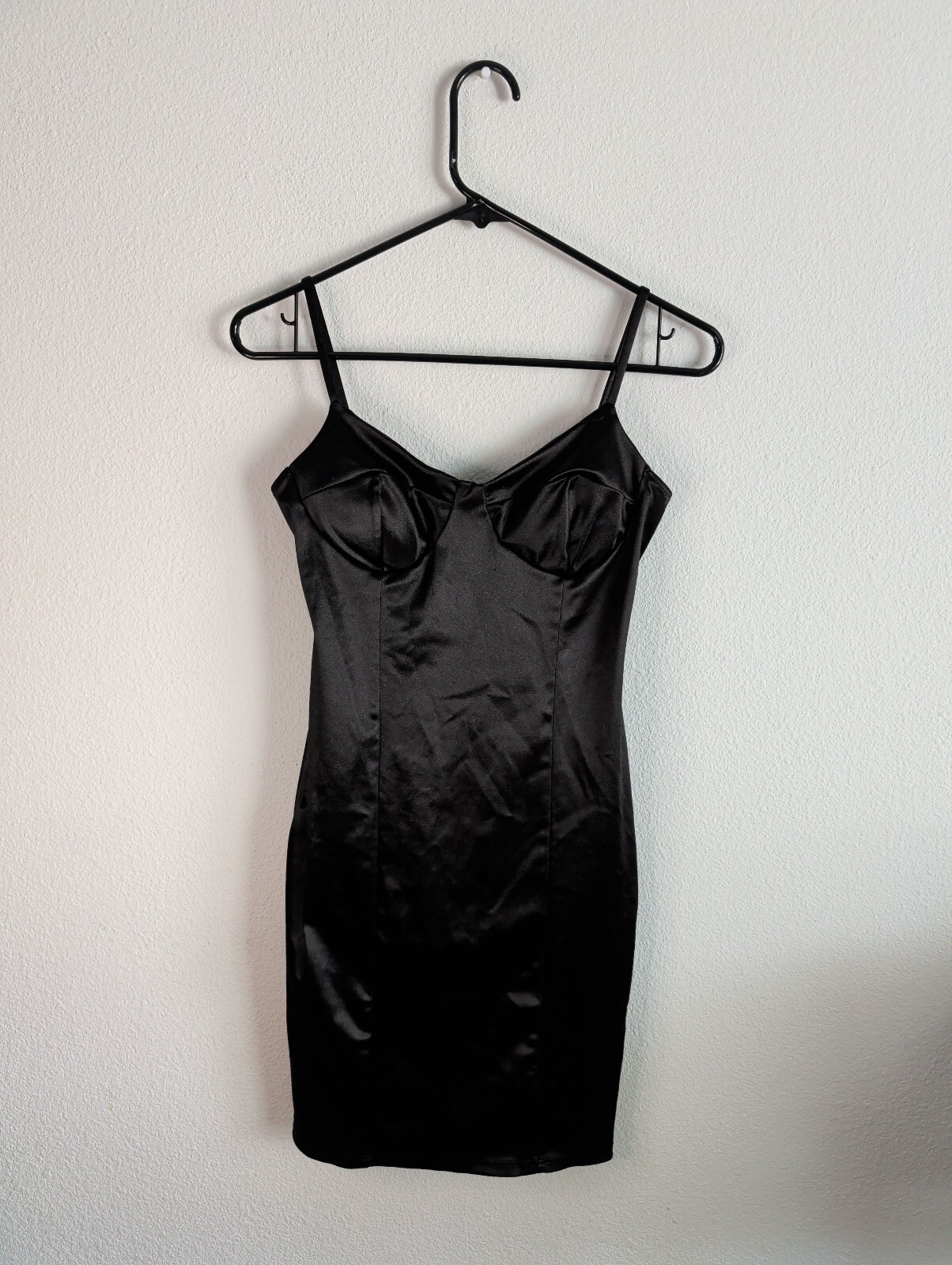 Black Bodycon Midi Dress Spaghetti Strap Cocktail Party M